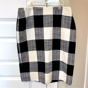 NWT Talbots black and white checkered plaid skirt, 100% cotton, size 12